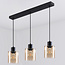 Suspension noire 3 lumières en verre ambré - Palaio
