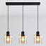 Suspension noire 3 lumières en verre ambré - Palaio