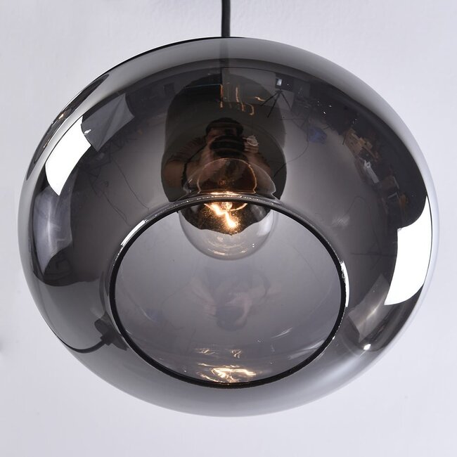 Lampe suspendue Vere avec verre fumé, 3 lumières