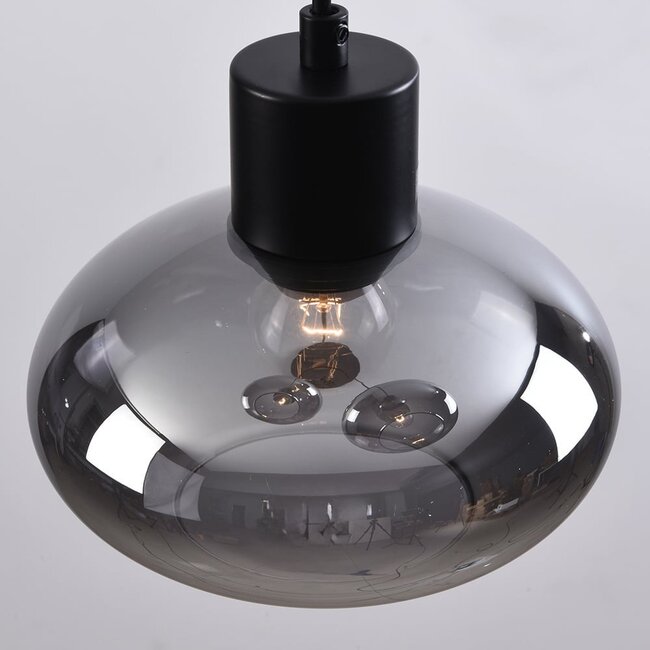Suspension Vere 3 lumières en verre fumé - noir