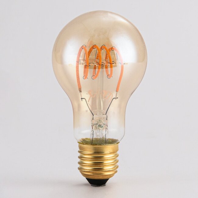 Ampoule spirale horizontale 5W, 1800 K, verre ambré, Ø60 mm, dimmable