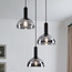 Lampe suspendue noire avec verre fumé, 3-lumières - Fares