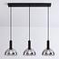 Suspension Filiz 3 lumières en verre fumé - noir allongé