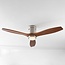 Ventilateur de plafond Linnu - nickel satiné avec pales en érable et LED dimmable