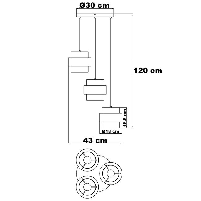 Suspension noire en verre fumé, 3 lumières - Fynna