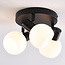 Plafonnier noir Peri avec 3 spots en verre blanc laiteux orientables