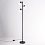 Lampadaire 3 lumières Pieta noir en verre blanc laiteux - orientable