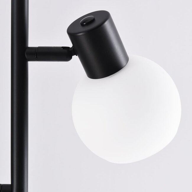 Lampadaire 3 lumières Pieta noir en verre blanc laiteux - orientable