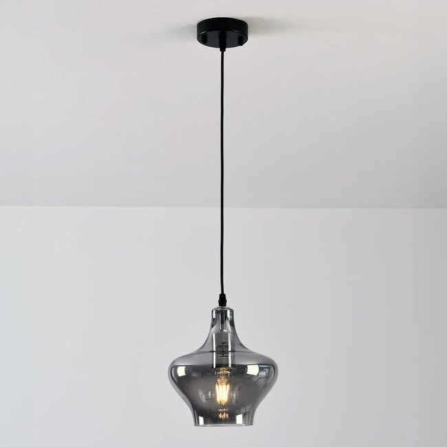 Suspension Trinidad en verre fumé - globe moyen