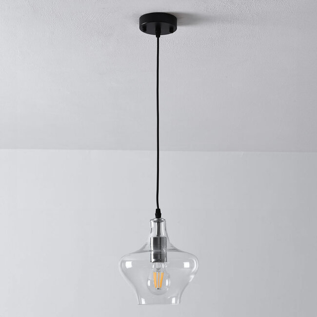 Lampe suspendue à 1 lumière Trinidad avec verre transparent - variante 3