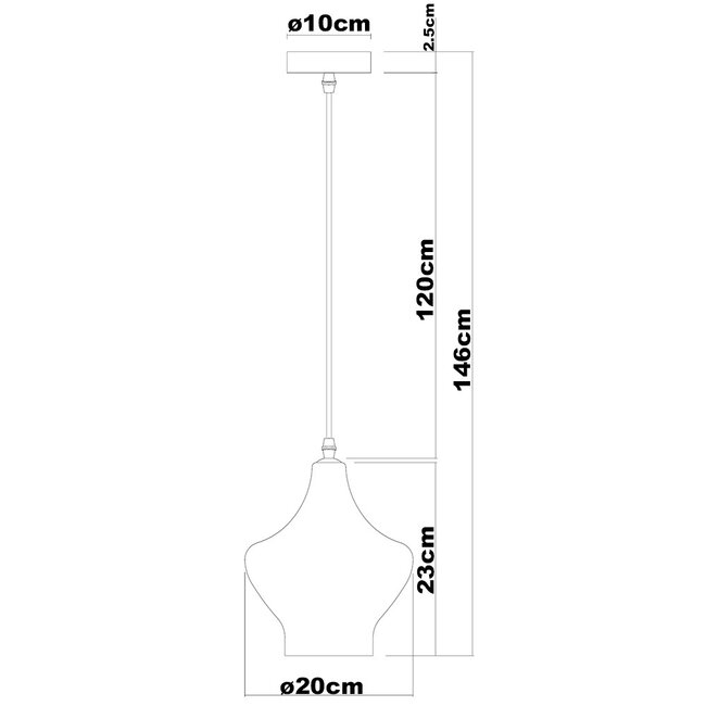 Lampe suspendue à 1 lumière Trinidad avec verre transparent - variante 3