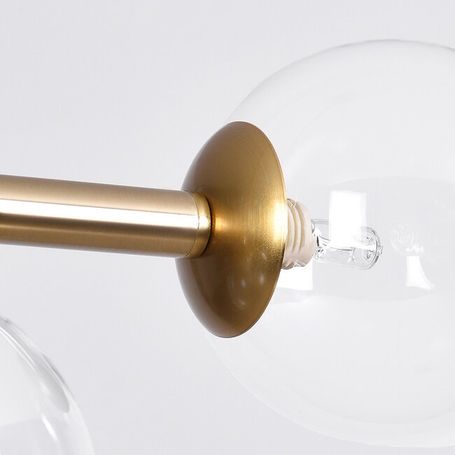 Lampe suspendue Asun avec cadre en or et sphères en verre transparent