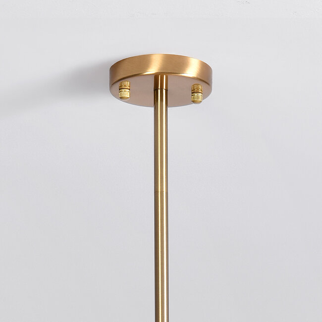 Lampe suspendue Asun avec cadre doré et globes en verre ambré