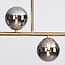 Lampe suspendue Asun avec cadre doré et boules en verre fumé avec effet miroir