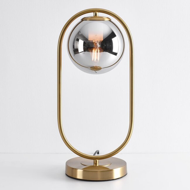 Lampe à poser George - doré et verre fumé