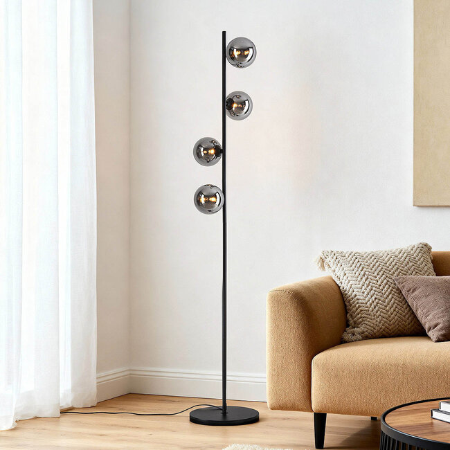 Lampadaire 4 lumières verre fumé - Pippa