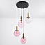 4-lichts hanglamp Kevin met golvend glas