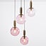 Suspension à 4 lumières Kevin - verre ondulé rosé