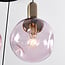 Suspension à 4 lumières Kevin - verre ondulé rosé
