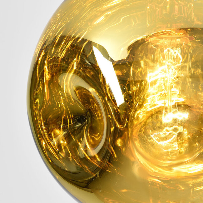 Lampe suspendue à 1 lumière Lewis avec verre ondulé - or