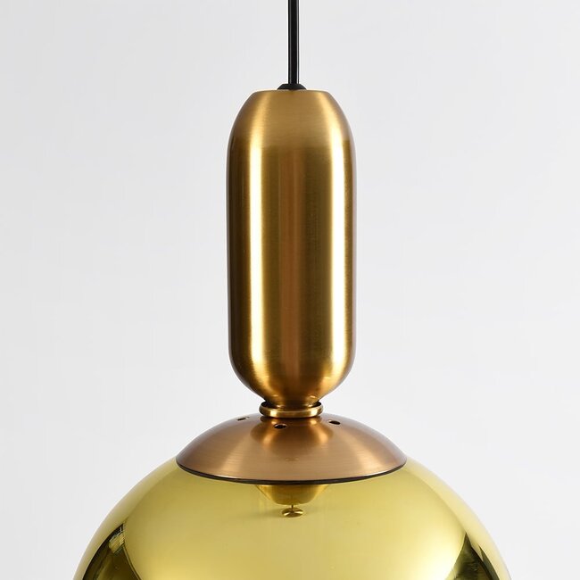 Lampe suspendue à 1 lumière Lewis avec verre ondulé - or