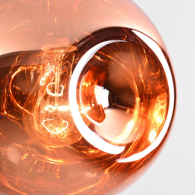 Lampe suspendue à 1 lumière Lewis avec verre ondulé - or rose