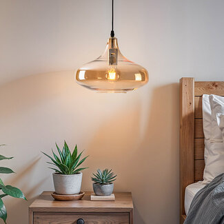 Lampe suspendue à 1 lumière Trinidad avec verre ambré - variante 1