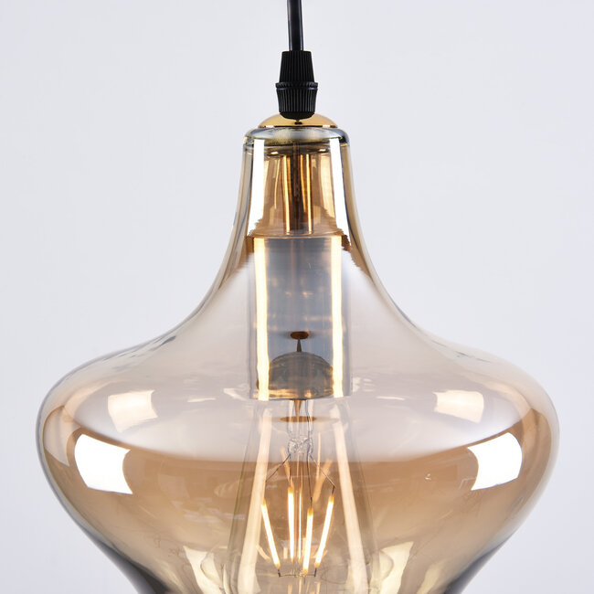 Lampe suspendue à 1 lumière Trinidad avec verre ambré - variante 3