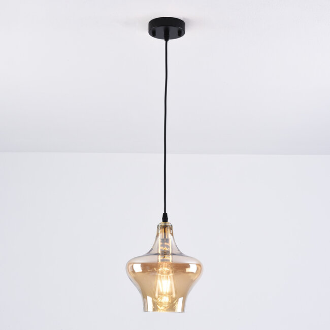 Lampe suspendue à 1 lumière Trinidad avec verre ambré - variante 3