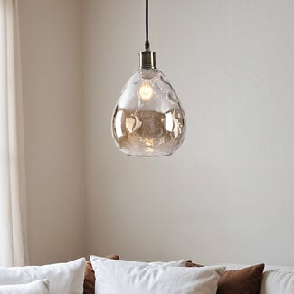 Suspension Verona - globe goutte en verre cognac