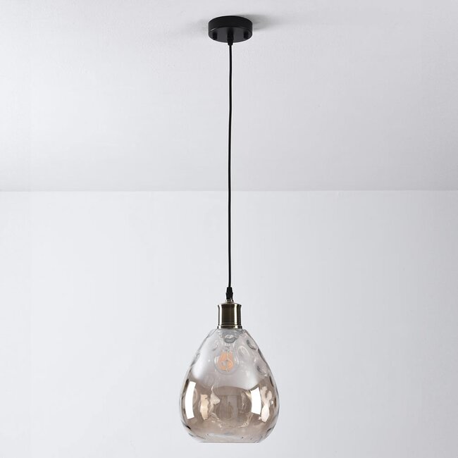 Suspension Verona - globe goutte en verre cognac