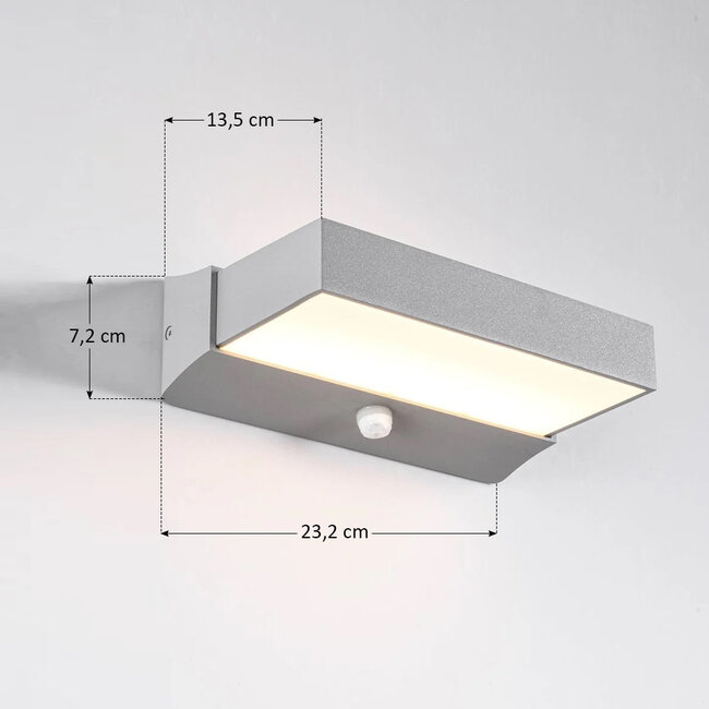 Applique murale extérieure Onyx avec détecteur - argent avec LED intégrée