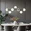 Suspension Hepta 7 lumières en verre opalin - noir