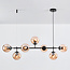 Lampe suspendue design cadre noir et globes en verre ambré - Hepta