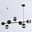 Lampe suspendue design cadre noir et verre fumé