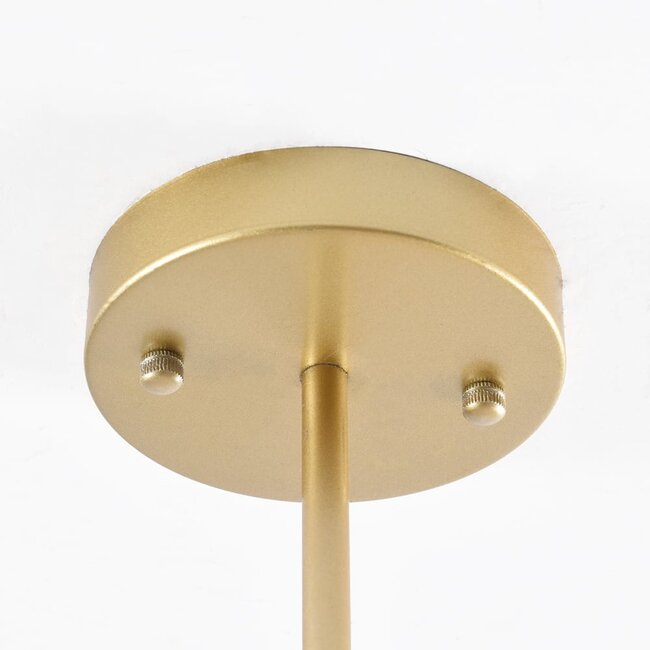 Suspension design 5 lumières en doré avec verre ambré - Thelma