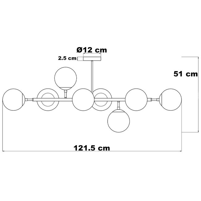 Plafonnier design or avec boules de verre blanc laiteux - Osem