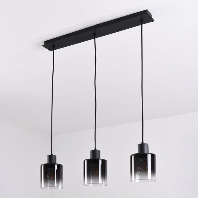 Suspension Lyra 3 lumières en verre fumé dégradé - noir