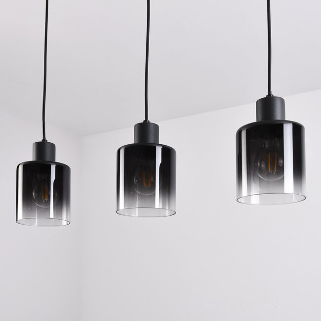 Suspension en verre fumé Lyra avec dégradé, 3 lumières