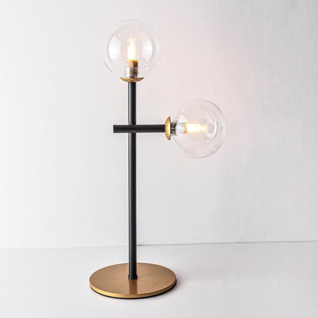 Lampe de table à 2 lumières Chase - verre transparent