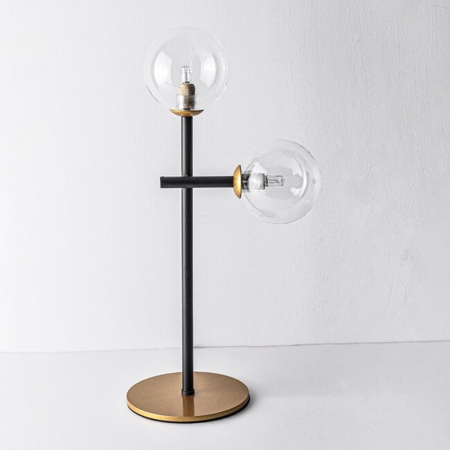 Lampe de table à 2 lumières Chase - verre transparent