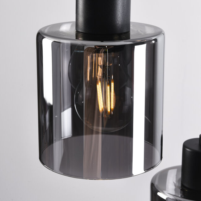 Lampe suspendue à 3 lumières en verre fumé avec dégradé - Leana