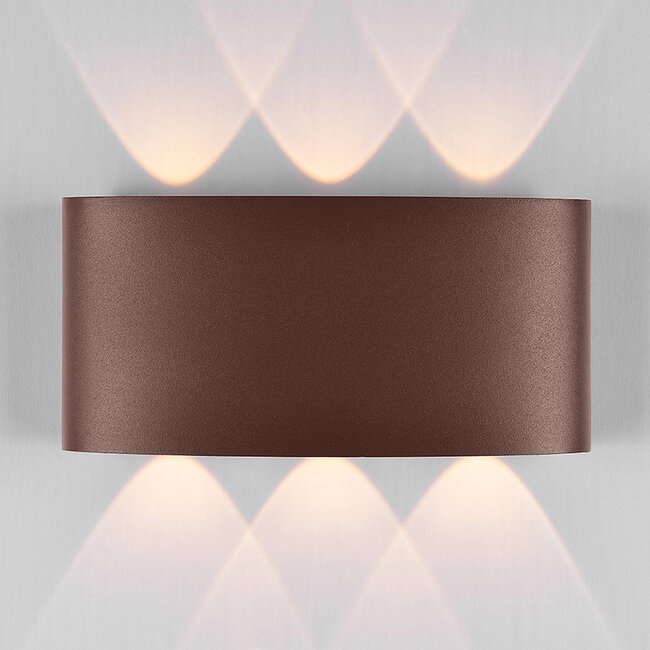 Applique murale extérieure robuste Sena - brun rouille avec LED intégrée