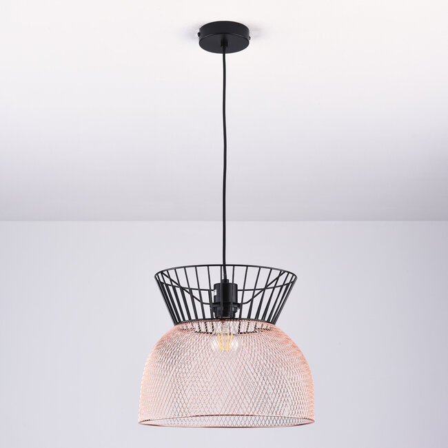 Lampe suspendue moderne noire avec cuivre - Netti