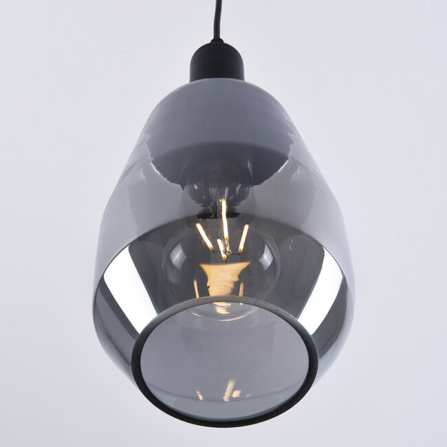 Suspension à 1 lumière verre fumé Mala - verre oblong