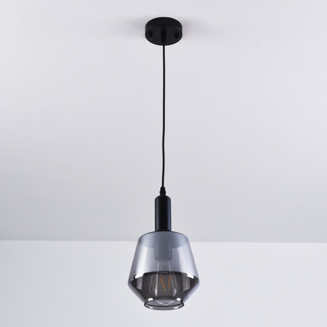 Suspension à 1 lumière verre fumé Mala - verre sphérique