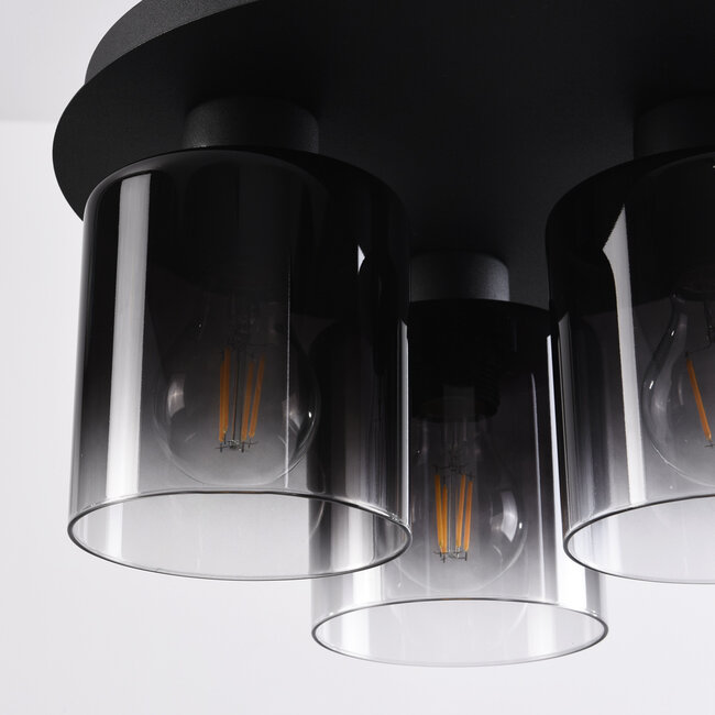 Plafonnier noir Lyo en verre fumé avec dégradé, 3 lumières