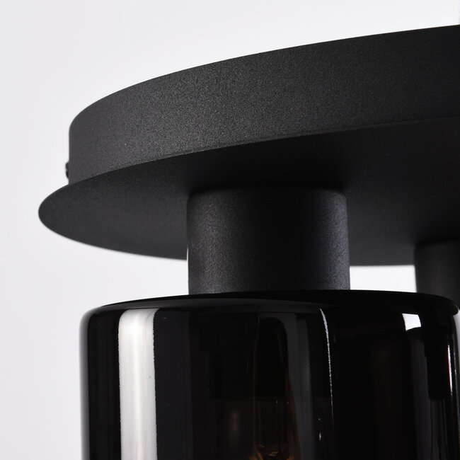 Plafonnier à 3 lumières Lyo - verre fumé à dégradé et noir