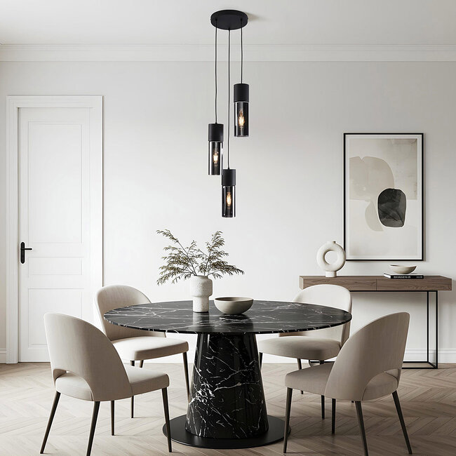 Lampe suspendue moderne à 3 lumières avec verre fumé - Ela