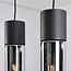 Suspension à 3 lumières Esila - verre fumé et noir, allongée